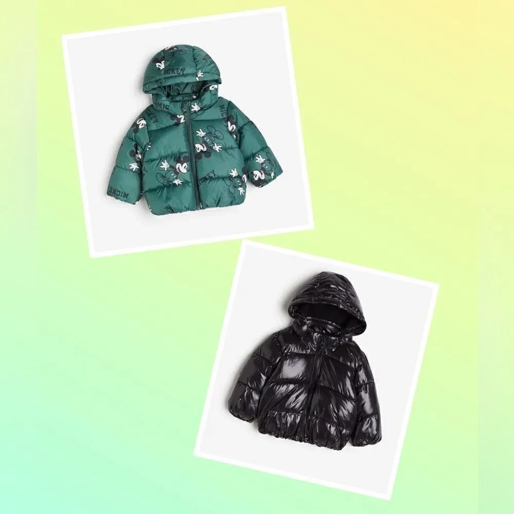 H&M Patterned Mickey Mouse Puffer Jacket & Hooded Puffer Jacket